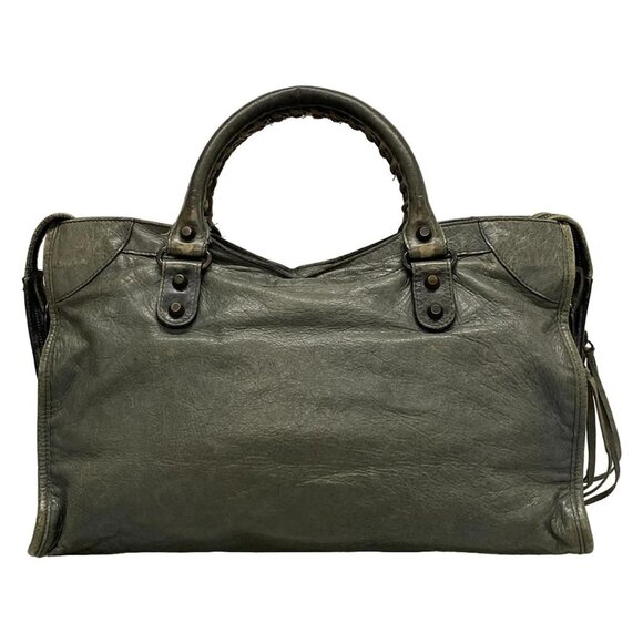 Auth BALENCIAGA The City 115748 Blue Green Leather - Handbag - Picture 2 of 16